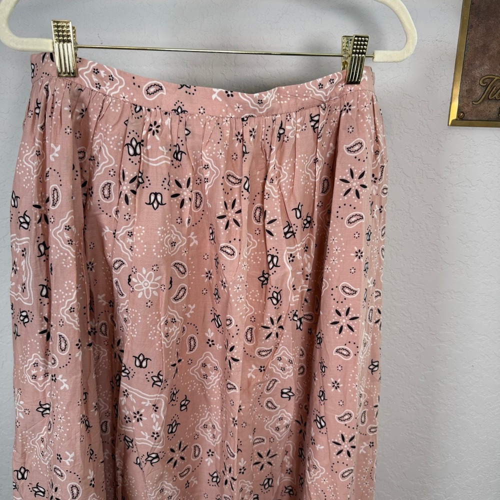 Banana Republic Pink Bandana Paisley Cotton Maxi Skirt XL Embroidered Border NEW - Picture 8 of 9